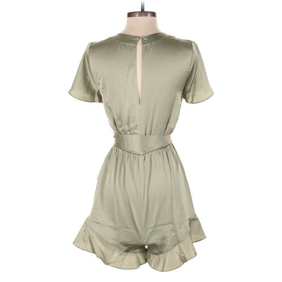 Show Me Your Mumu Say I Do Romper Moss Green Luxe Satin XS NWT - Picture 4 of 7